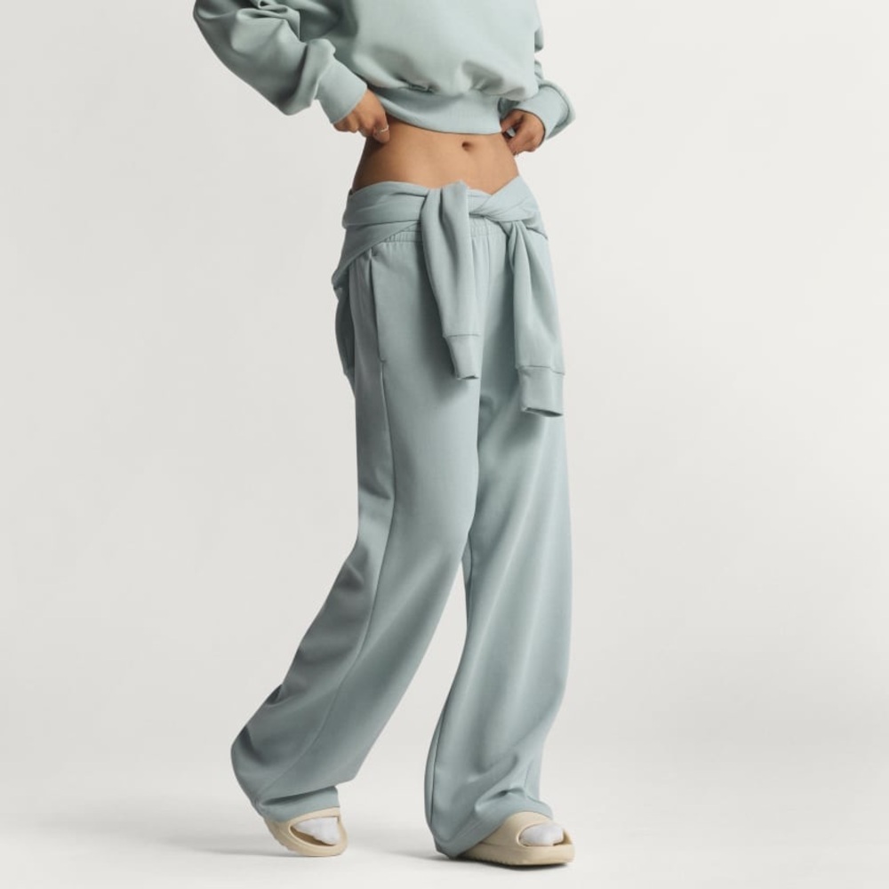 adidas — women’s soft lux straight leg pants in wonder sage